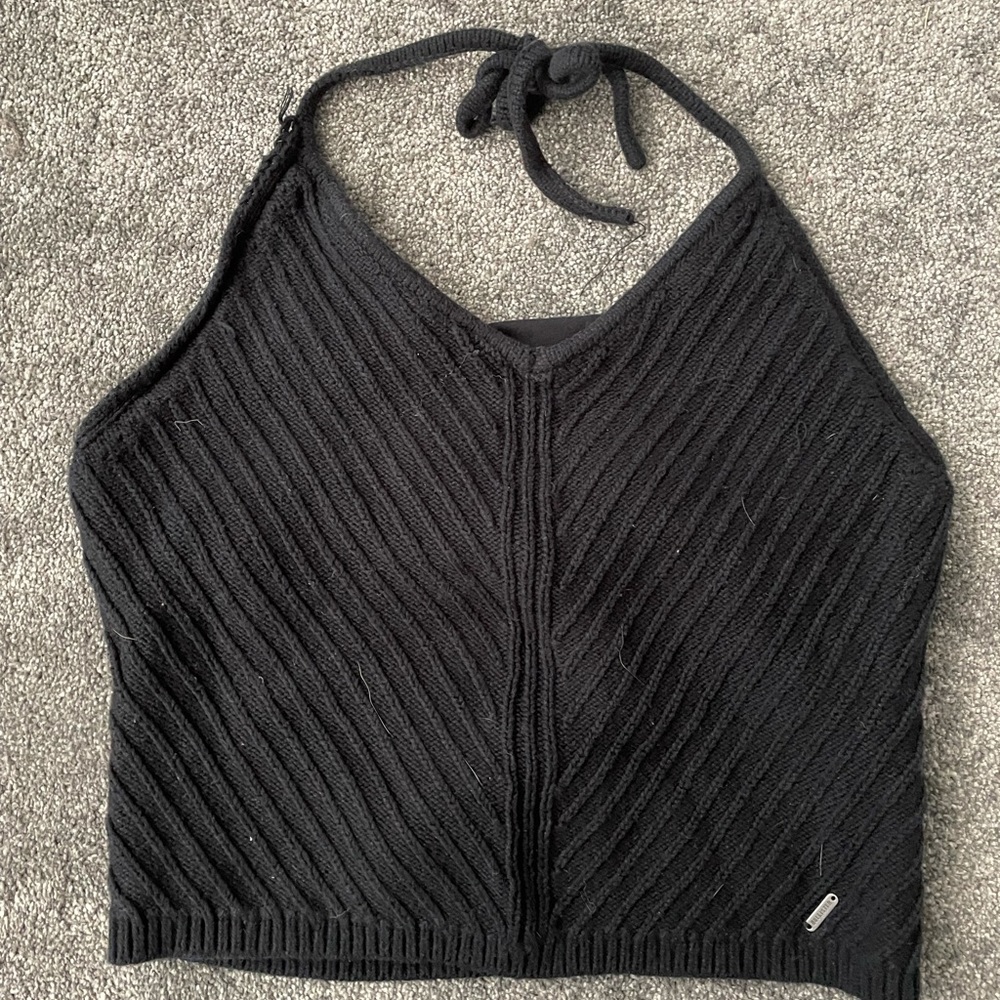 Hollister black knit halter top